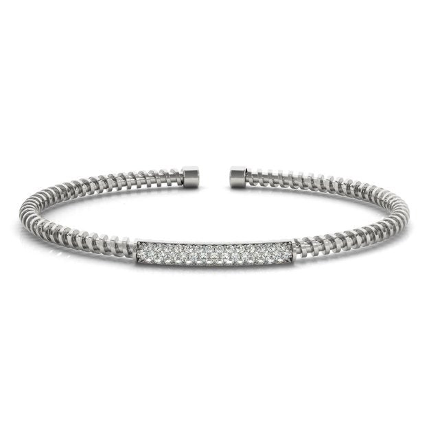 14K Italian Made Pave Diamond Cuff Open Bangle 0.50CTW - Devine & Co.