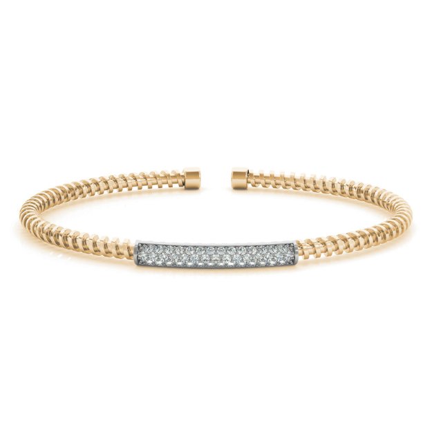 14K Italian Made Pave Diamond Cuff Open Bangle 0.50CTW - Devine & Co.