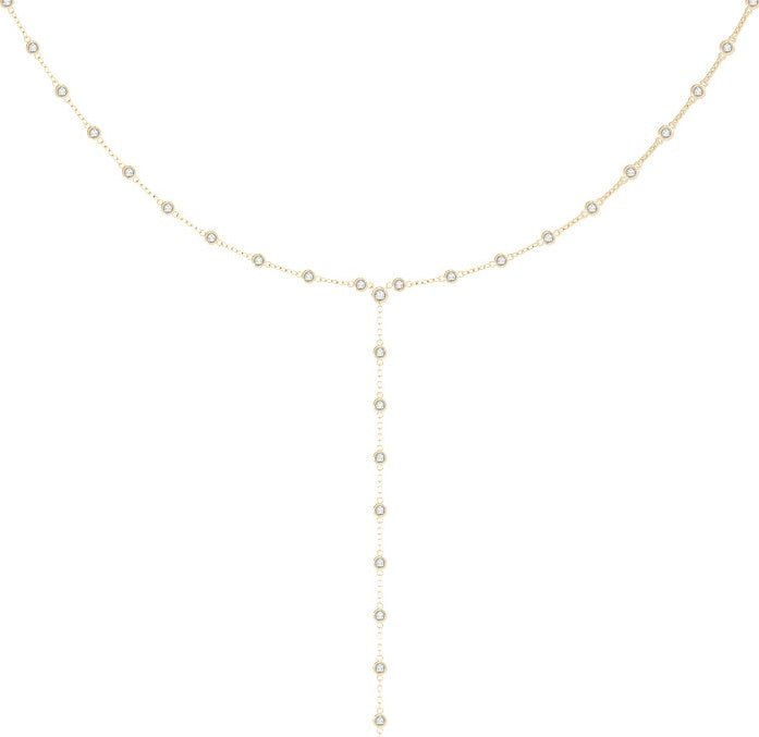 14K Petite Diamond By The Yard Lariat Necklace 2.60CTW - Devine & Co.