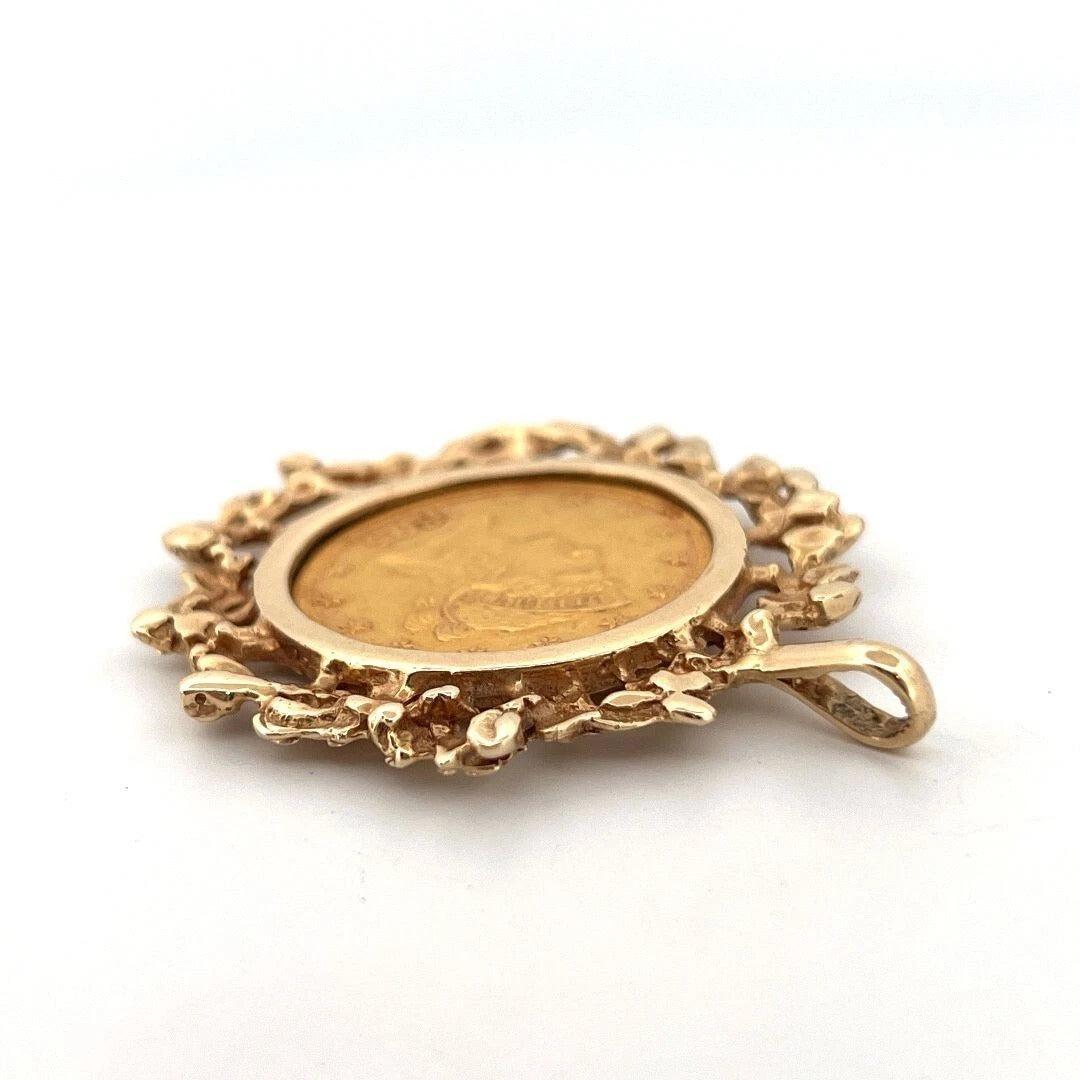 1895 10 Dollar Liberty Freeform 14K Yellow Gold Frame 30g Head Half Eagle Coin Pendant - Devine & Co.
