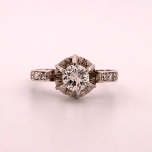 18K/14K White Gold 0.45CT Vintage Transitional Round Diamond Engagement Ring - Devine & Co.