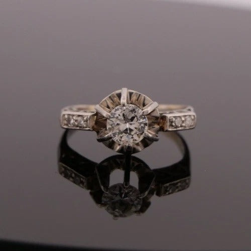 18K/14K White Gold 0.45CT Vintage Transitional Round Diamond Engagement Ring - Devine & Co.