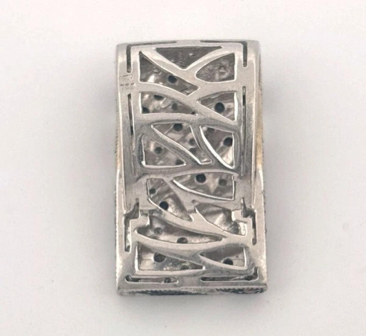18K White Gold Zebra Stripe Black Chocolate White Diamond Slide 1.00CTW Pendant - Devine & Co.
