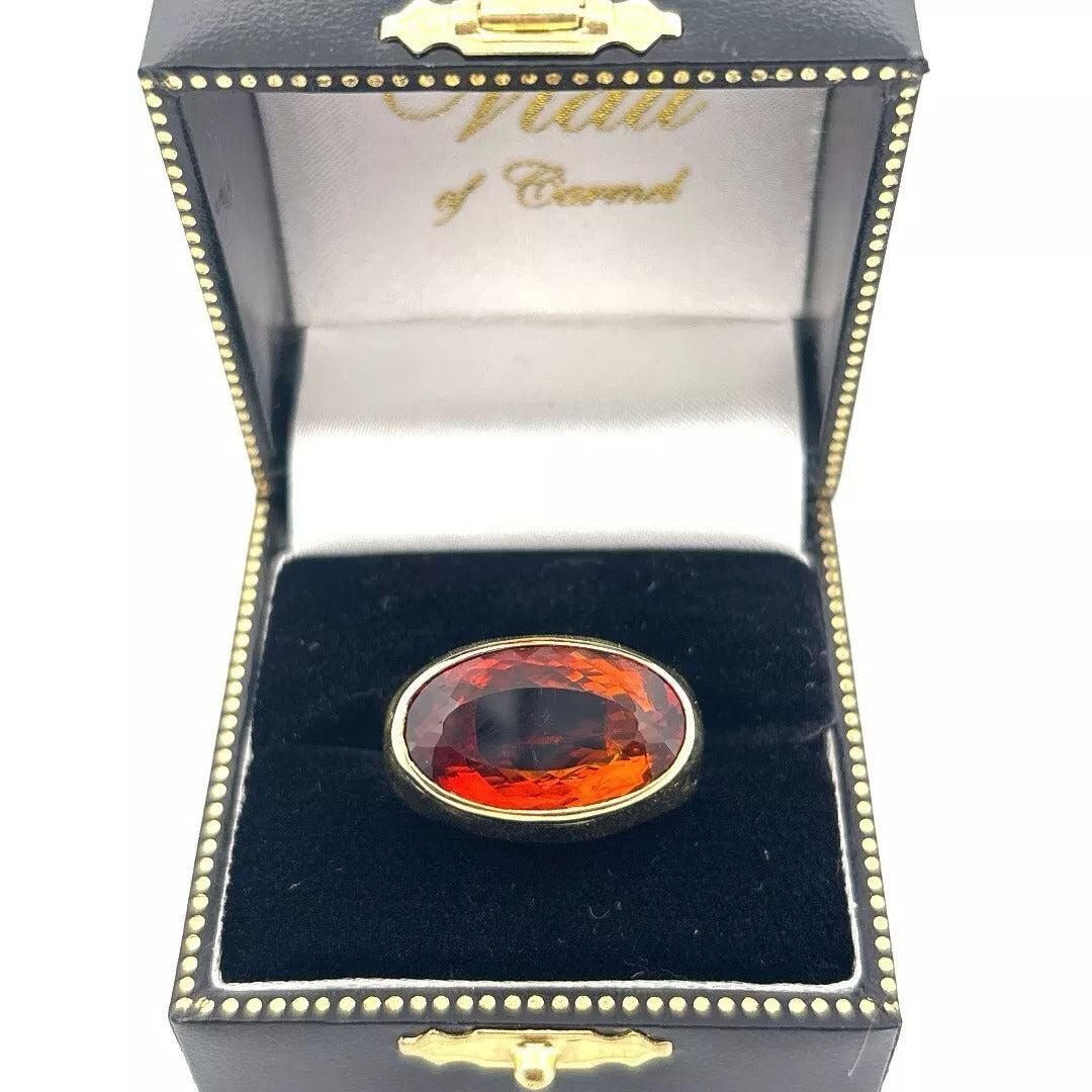 18K Yellow Gold 9.60 CT 10 Grams Madeira Citrine East-West Bezel Set Ring - Devine & Co.