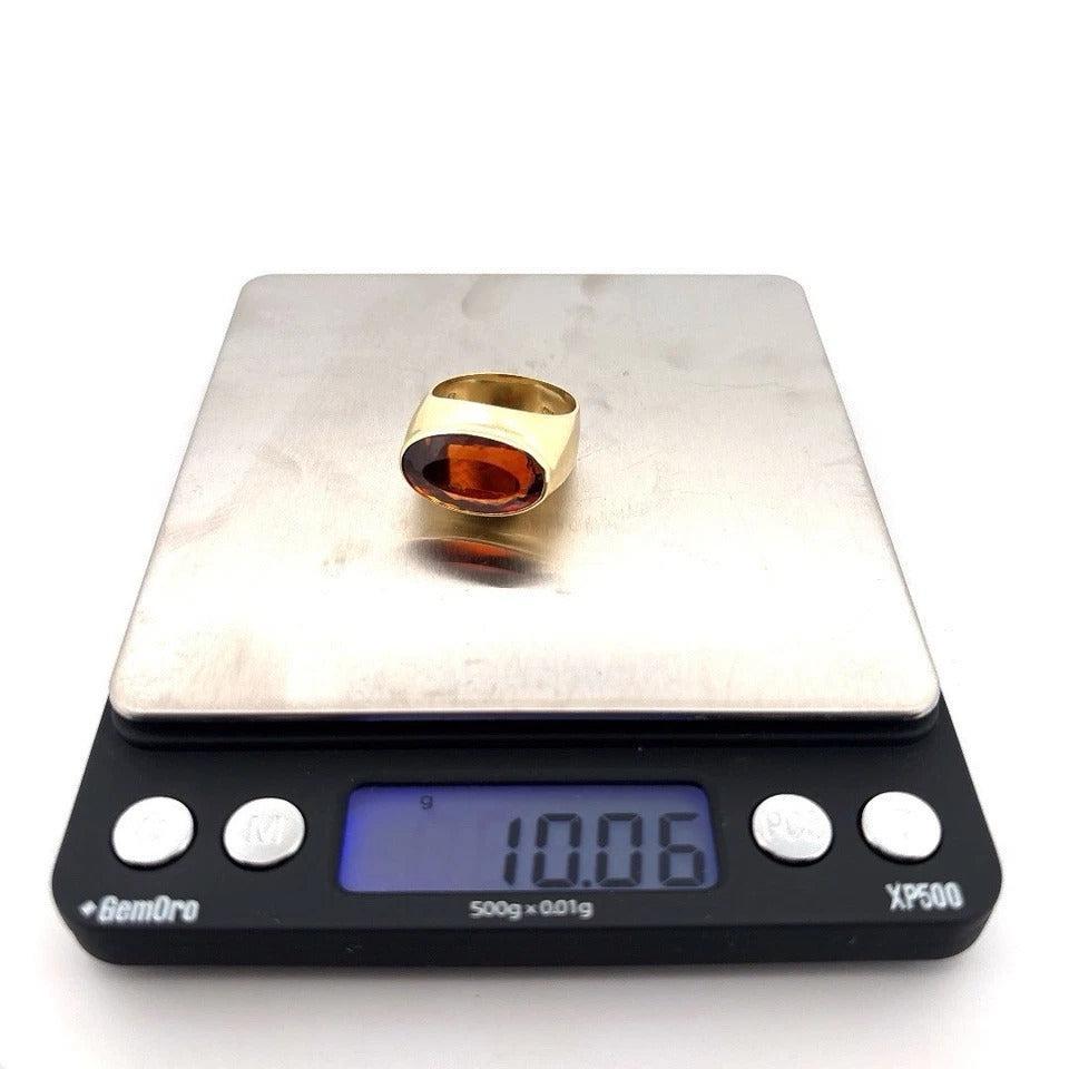 18K Yellow Gold 9.60 CT 10 Grams Madeira Citrine East-West Bezel Set Ring - Devine & Co.