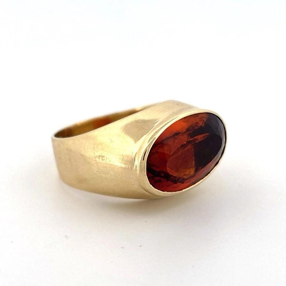 18K Yellow Gold 9.60 CT 10 Grams Madeira Citrine East-West Bezel Set Ring - Devine & Co.