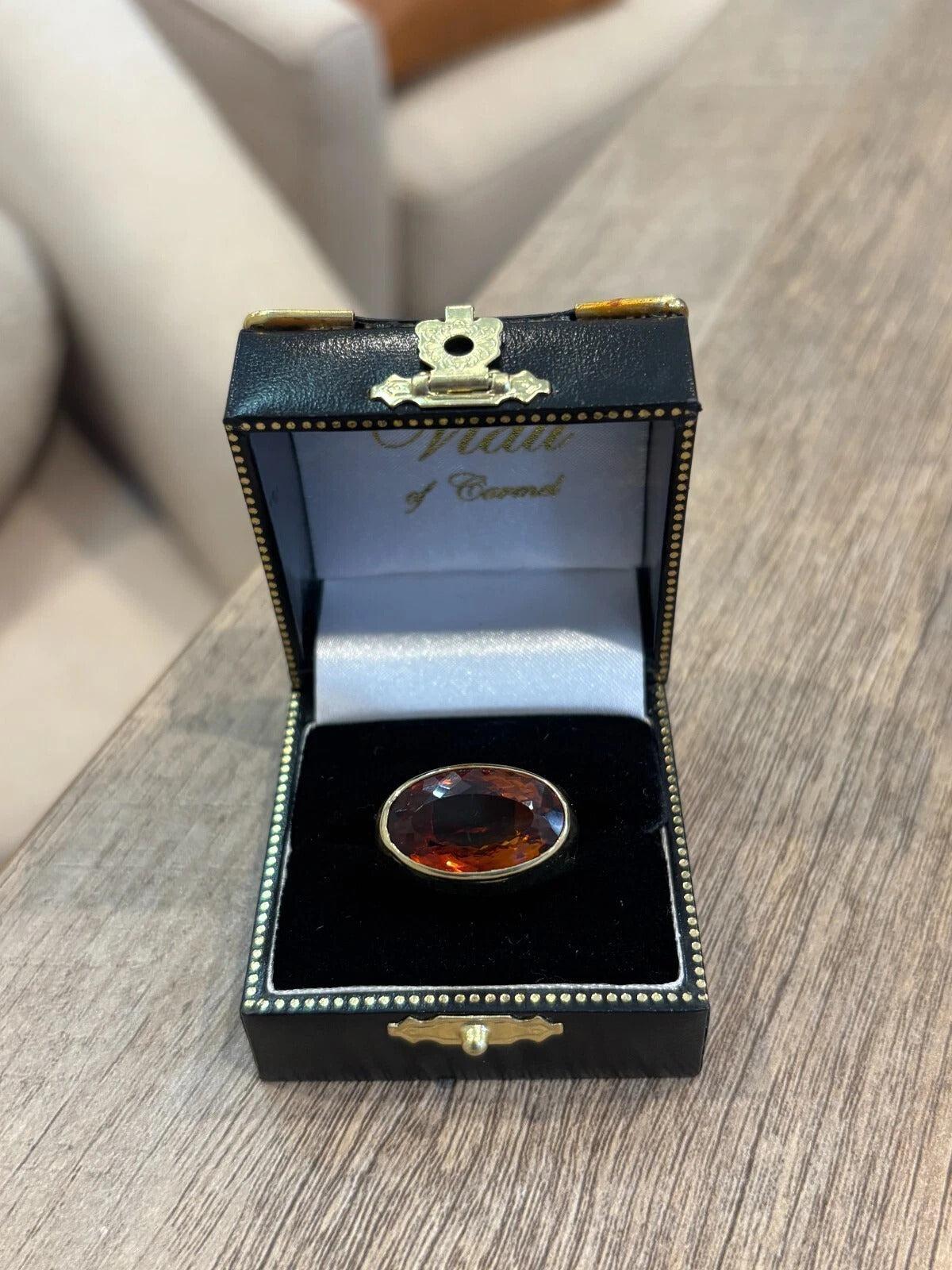 18K Yellow Gold 9.60 CT 10 Grams Madeira Citrine East-West Bezel Set Ring - Devine & Co.