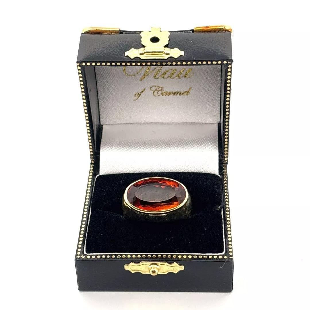 18K Yellow Gold 9.60 CT 10 Grams Madeira Citrine East-West Bezel Set Ring - Devine & Co.