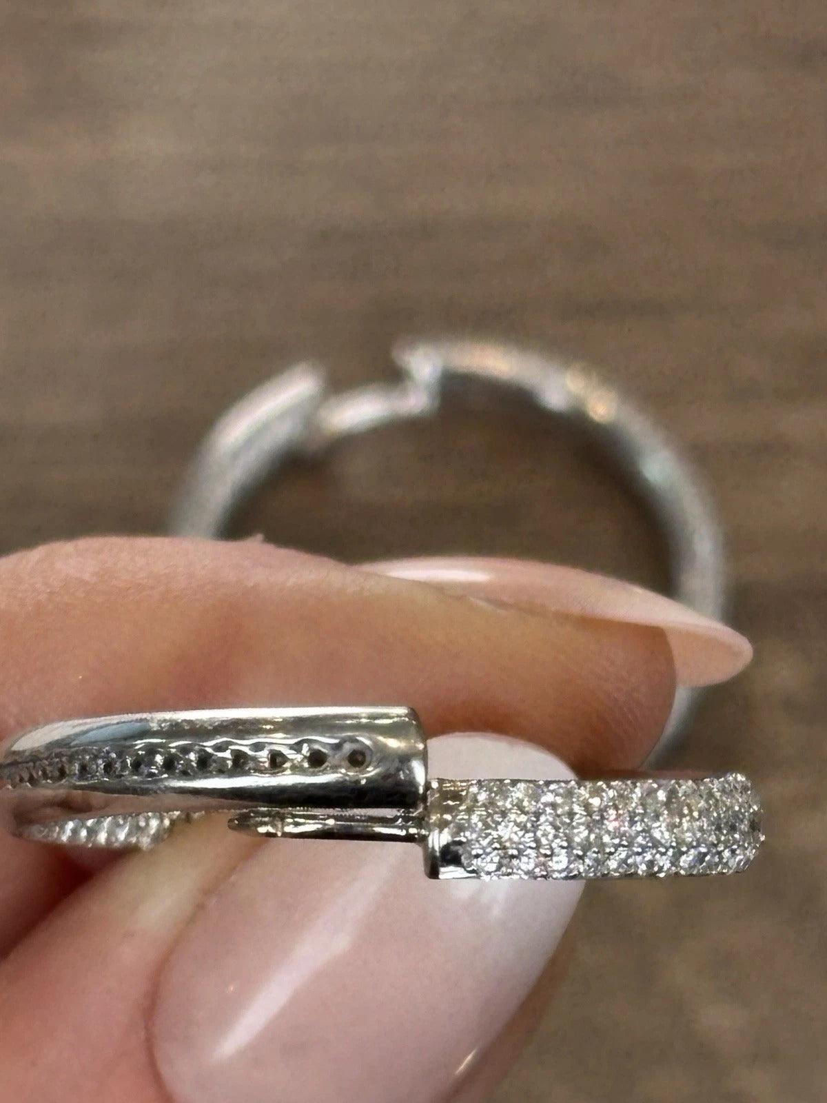 3.50ctw VS G-H Inside-Outside Pave Set 18K White Gold Diamond Hoop Earrings - Devine & Co.