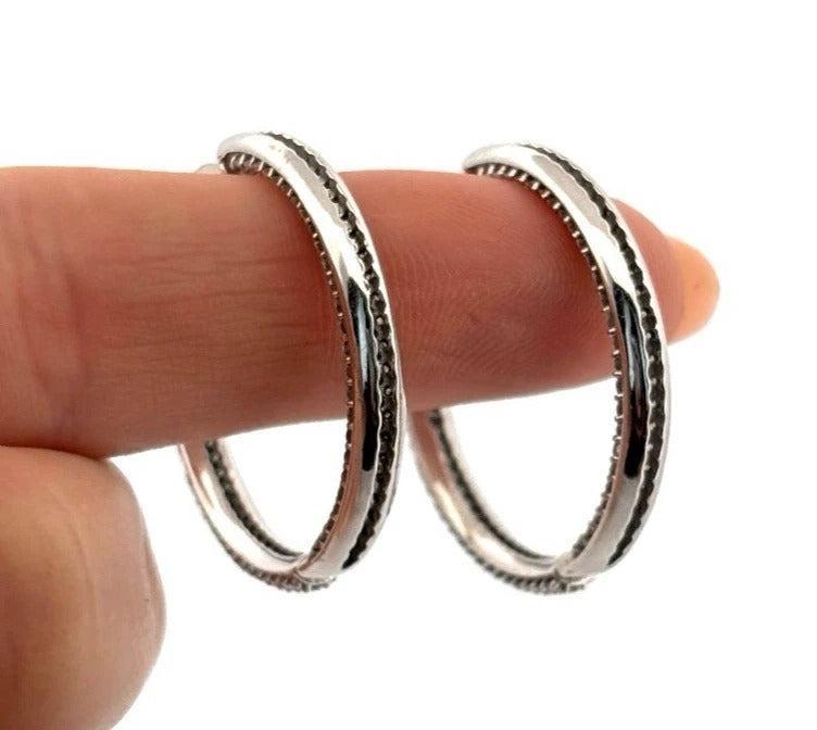 3.50ctw VS G-H Inside-Outside Pave Set 18K White Gold Diamond Hoop Earrings - Devine & Co.