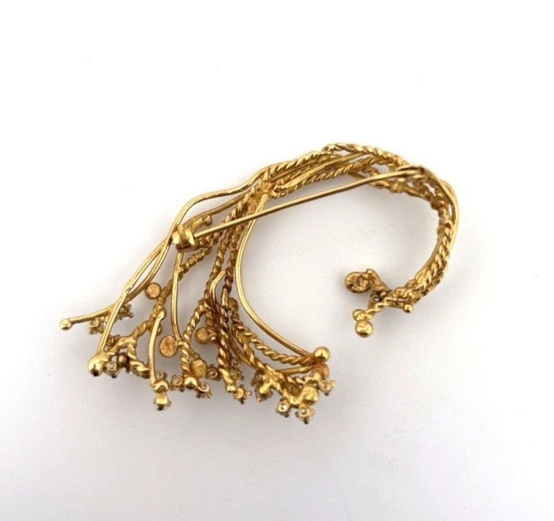 Custom 18K Yellow Gold Diamond Vine 1.00 ctw Natural Diamonds 15.89g Brooch