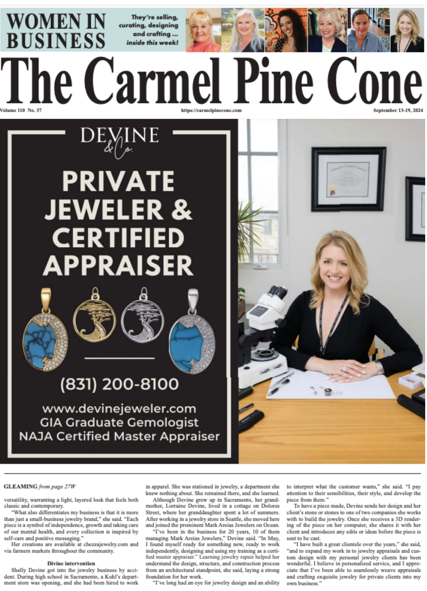 Carmel Pine Cone Newspaper Devine Co Ad