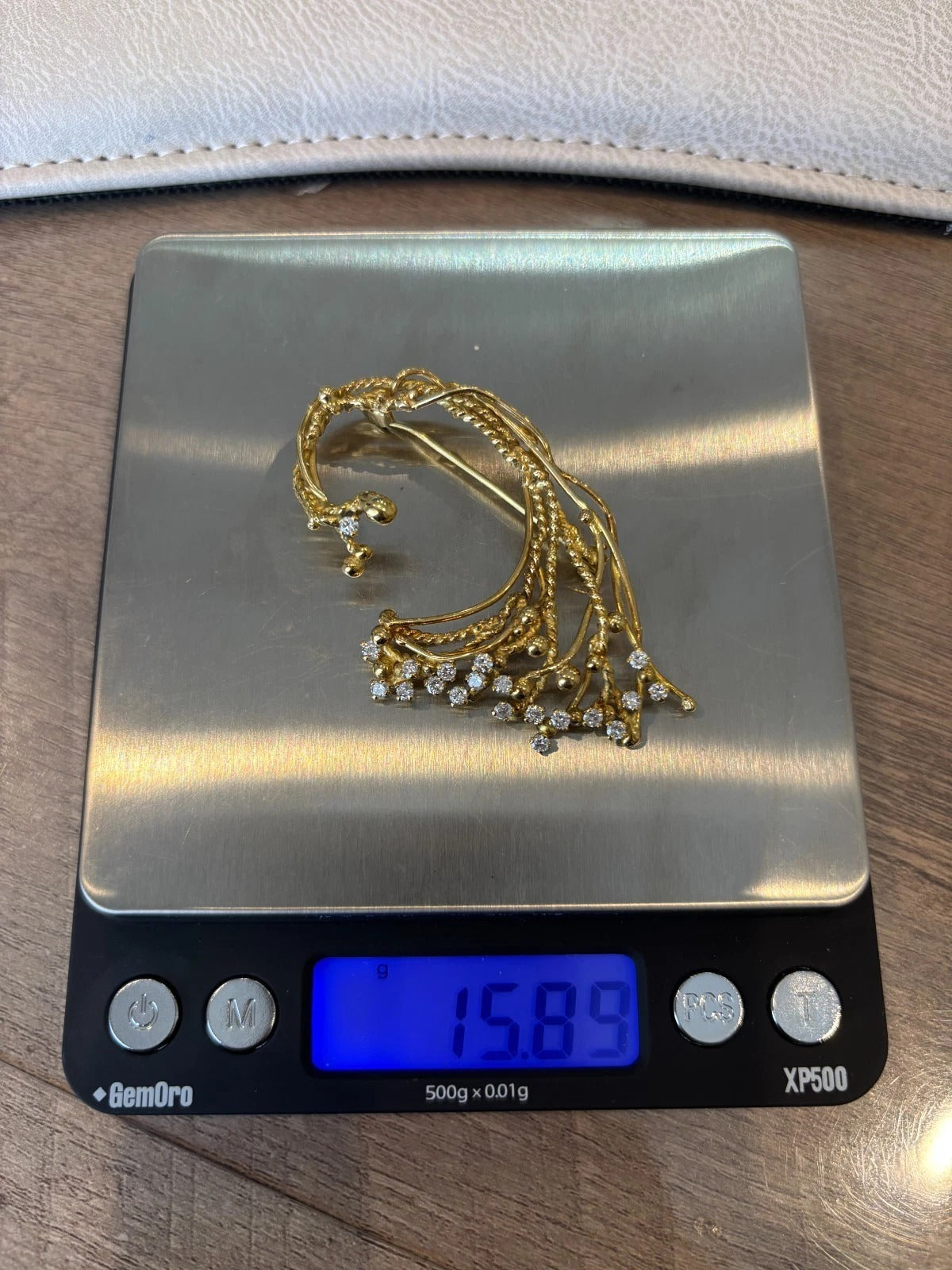 Custom 18K Yellow Gold Diamond Vine 1.00 ctw Natural Diamonds 15.89g Brooch