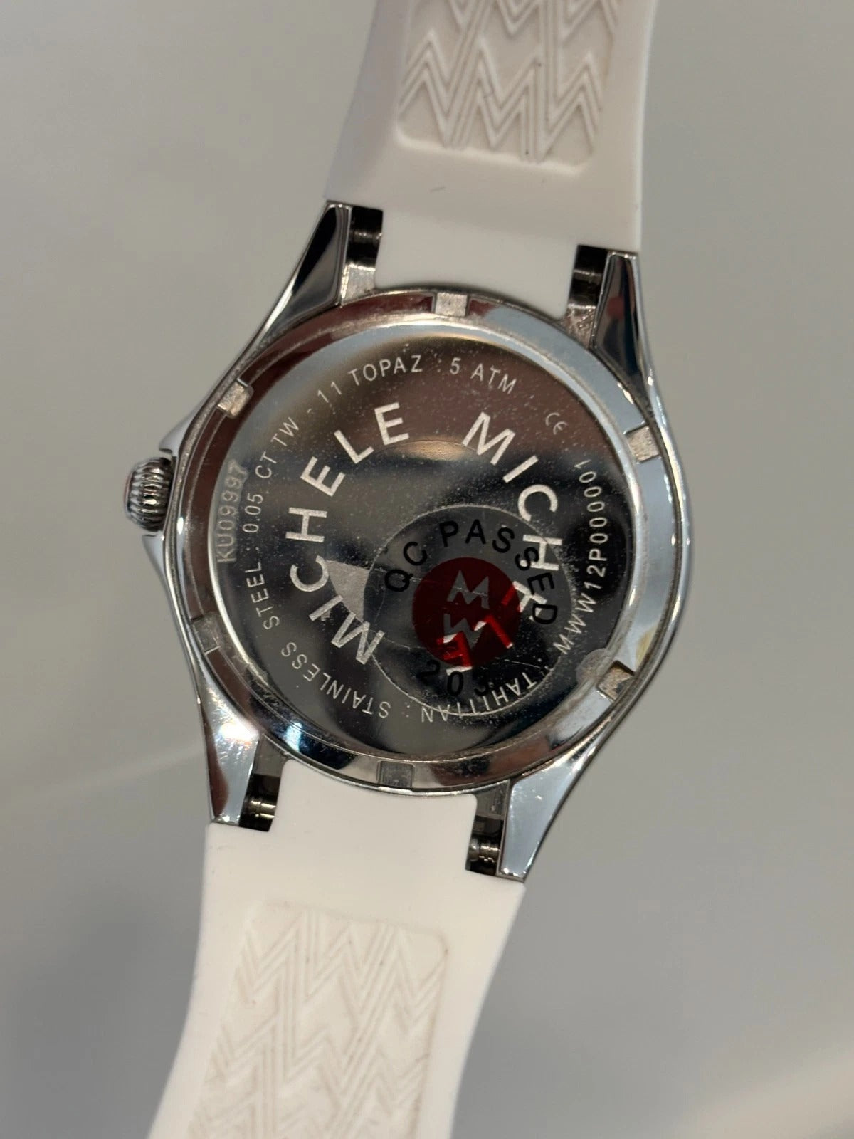 Michele Tahitian White Steel Silicone Box & Card MW12P000001 Jelly Bean Watch