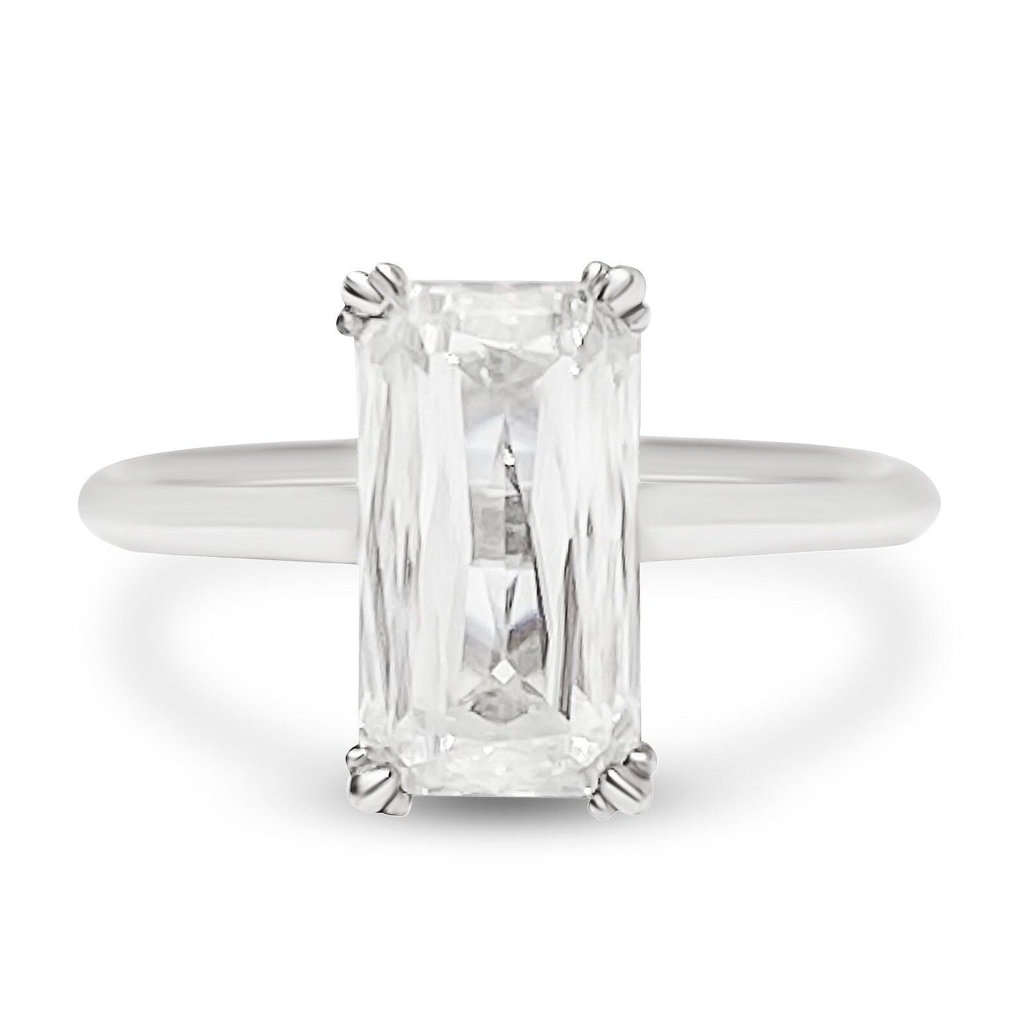Crisscross Emerald Cut Moissanite Solitaire 3.50 Carat 14K - Devine & Co.