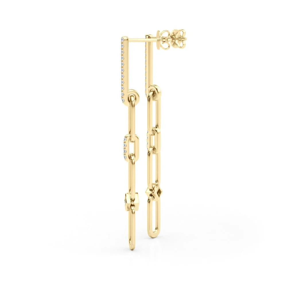 14K Paperclip Diamond Dangle Earrings 0.26CTW - Devine & Co.