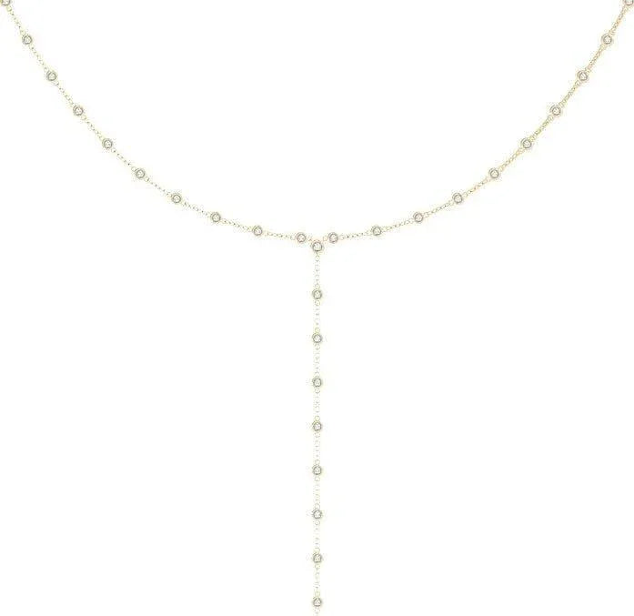 14K Petite Diamond Necklace By The Yard Lariat 2.60CTW - Devine & Co.