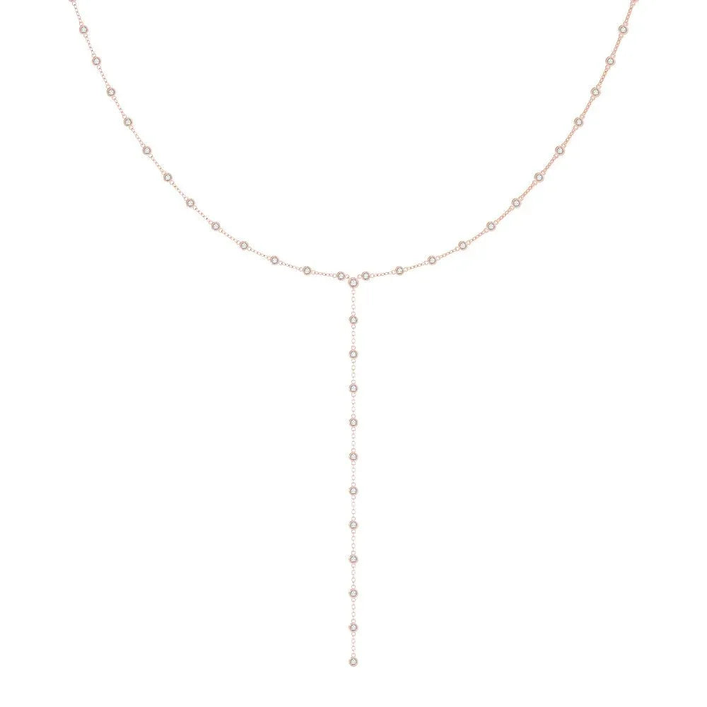 14K Petite Diamond Necklace By The Yard Lariat 2.60CTW - Devine & Co.