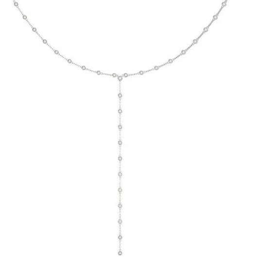14K Petite Diamond Necklace By The Yard Lariat 2.60CTW - Devine & Co.