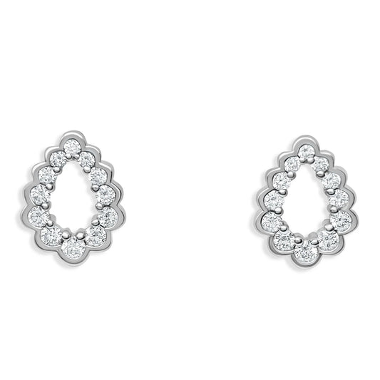 Scallop Droplette Cubic Zirconia Stud Earrings Sterling Silver - Devine & Co.