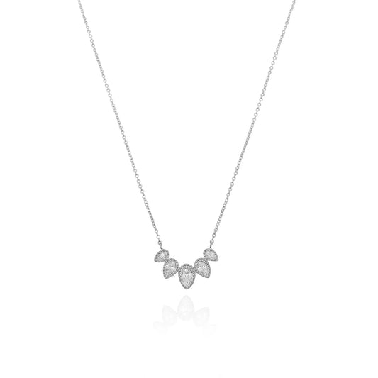 Scallop Droplette Necklace in Sterling Silver Necklace & Cubic Zirconia - Devine & Co.