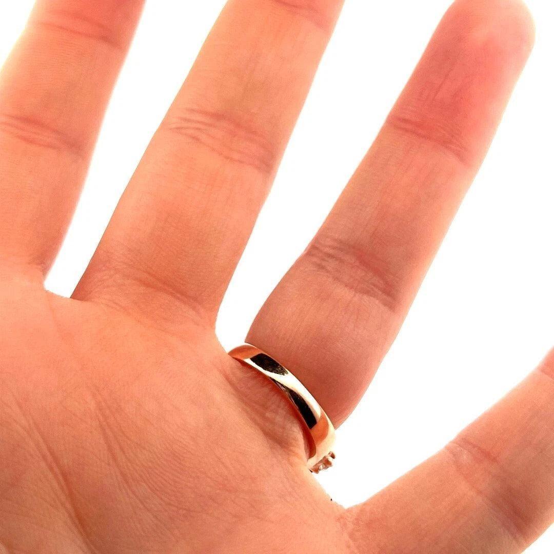 Estate Natural Round Ruby & Diamond 14K Rose Gold Three Row Band Size 6.25 - Devine & Co.