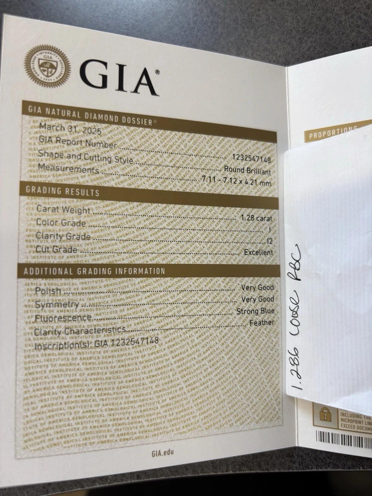 GIA Certified 1.28ct Round Natural Brilliant Cut Loose Diamond - Devine & Co.