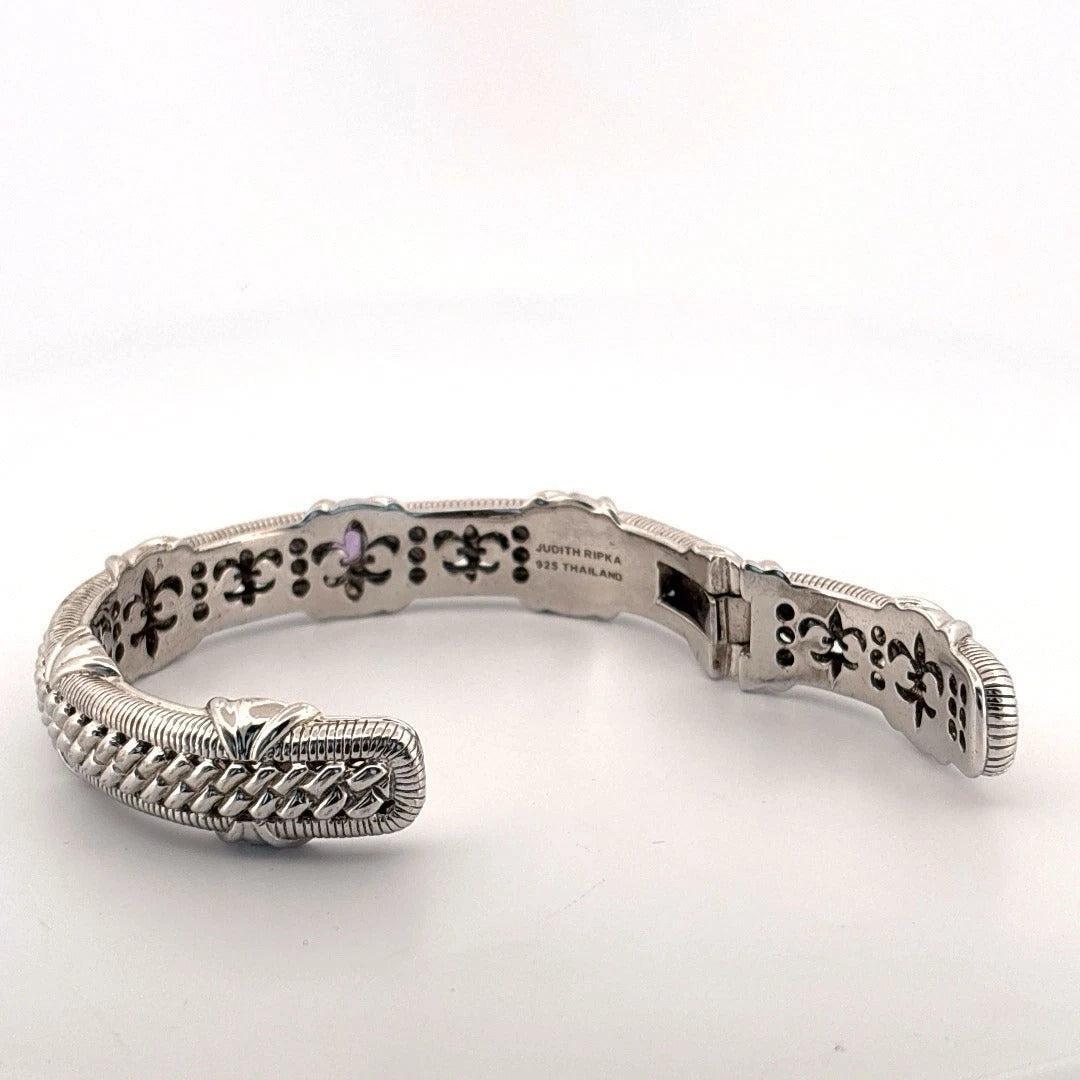 Judith Ripka Amethyst 5mm Hinged 50g Fits 9in Sterling Silver Cuff Bracelet - Devine & Co.