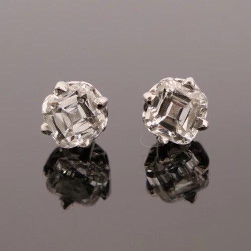 Natural Asscher Cut Diamond 14K White Gold 2.00ctw SI1–SI2 H-I Stud Earrings - Devine & Co.