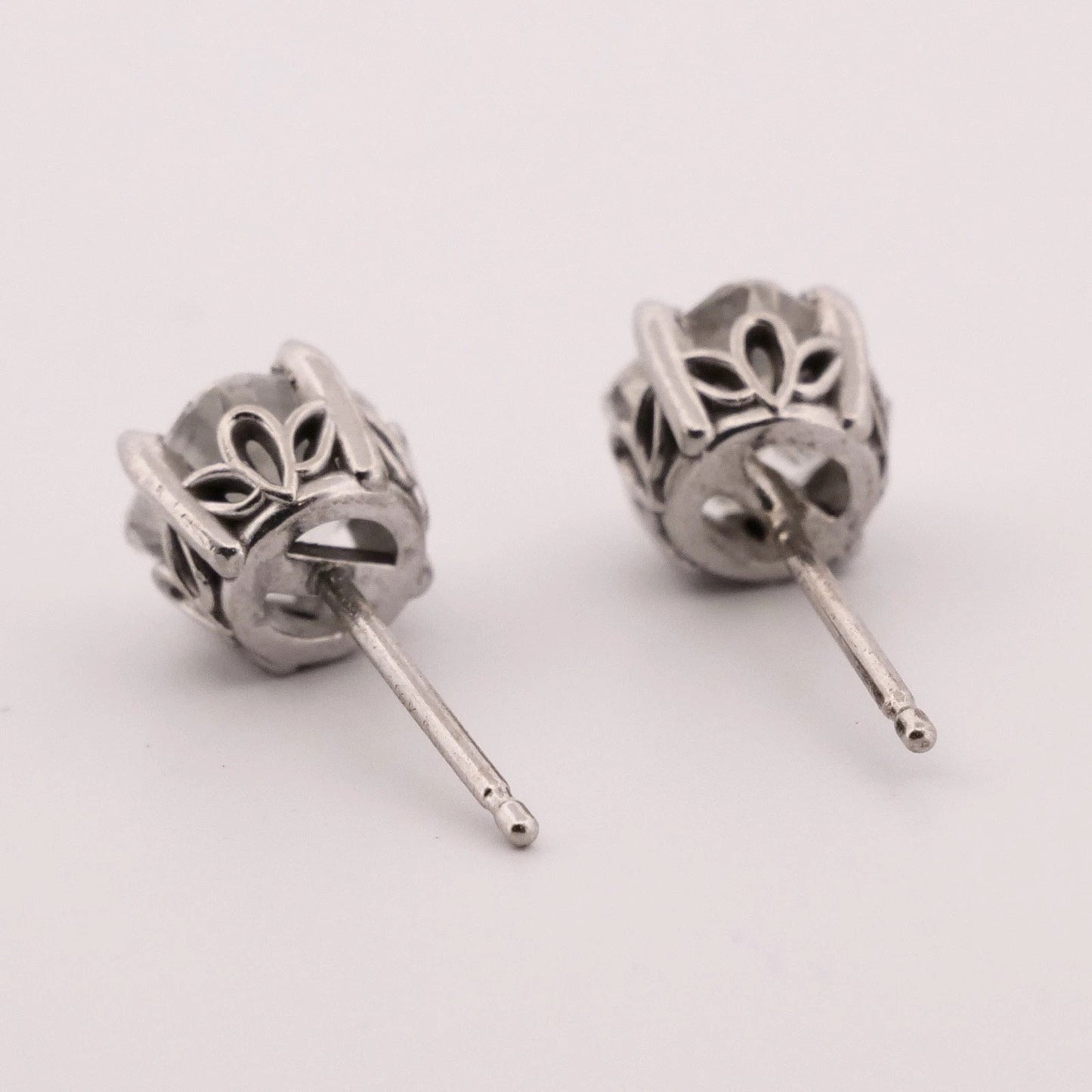 Natural Asscher Cut Diamond 14K White Gold 2.00ctw SI1–SI2 H-I Stud Earrings - Devine & Co.