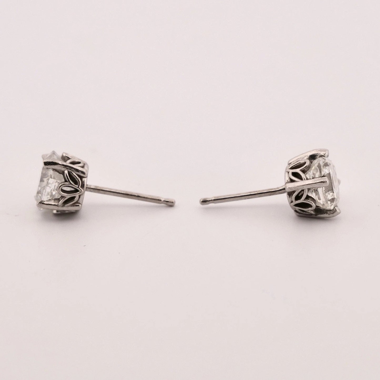 Natural Asscher Cut Diamond 14K White Gold 2.00ctw SI1–SI2 H-I Stud Earrings - Devine & Co.