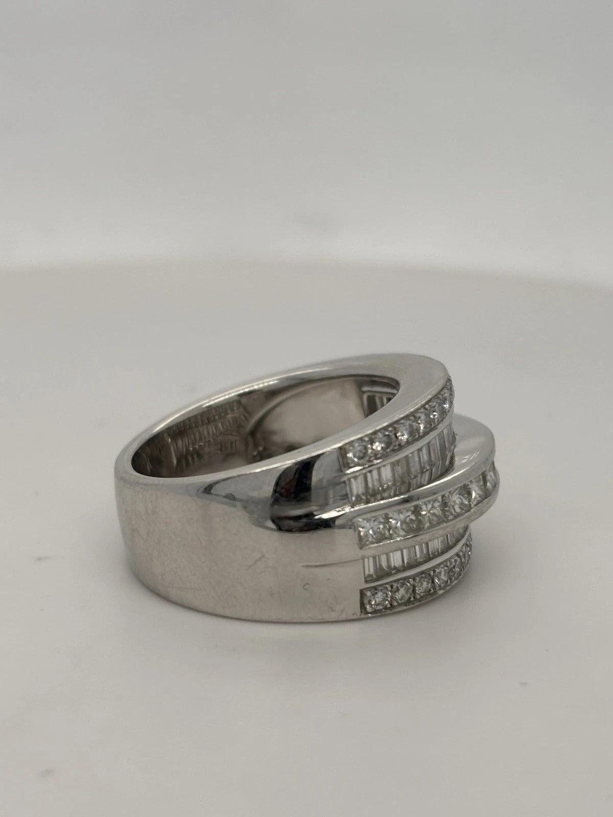 Natural Diamond 14K White Gold 1.80CTW Wide Channel Set Band Ring Size 8 - Devine & Co.