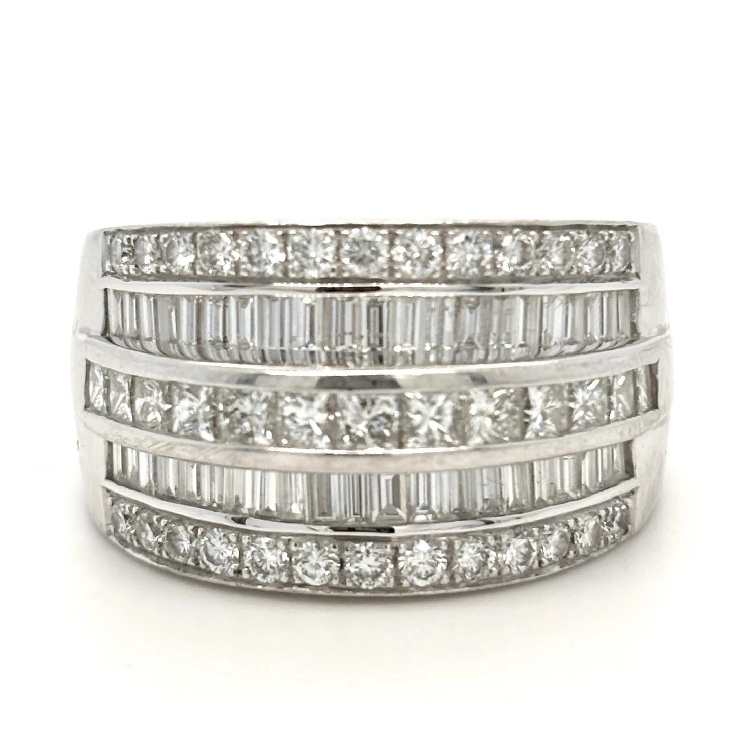 Natural Diamond 14K White Gold 1.80CTW Wide Channel Set Band Ring Size 8 - Devine & Co.