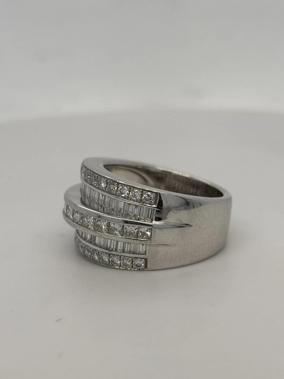 Natural Diamond 14K White Gold 1.80CTW Wide Channel Set Band Ring Size 8 - Devine & Co.