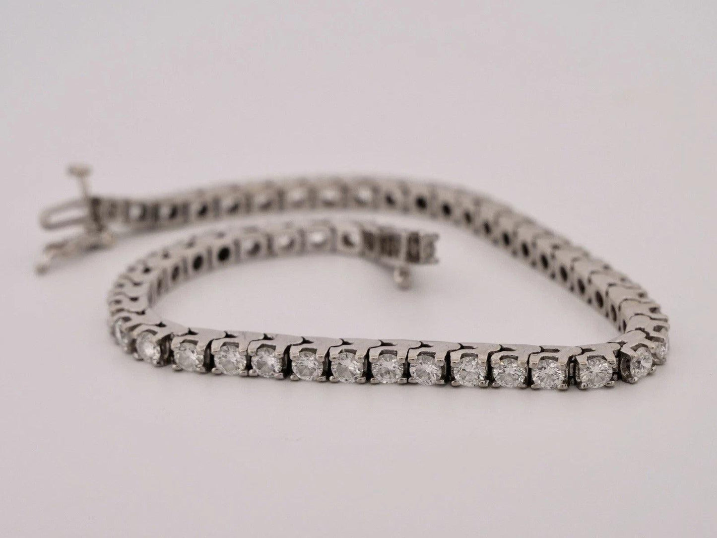 Natural Diamond 14K White Gold 4.00ctw SI2 G-H 7in 11.74g Tennis Bracelet - Devine & Co.