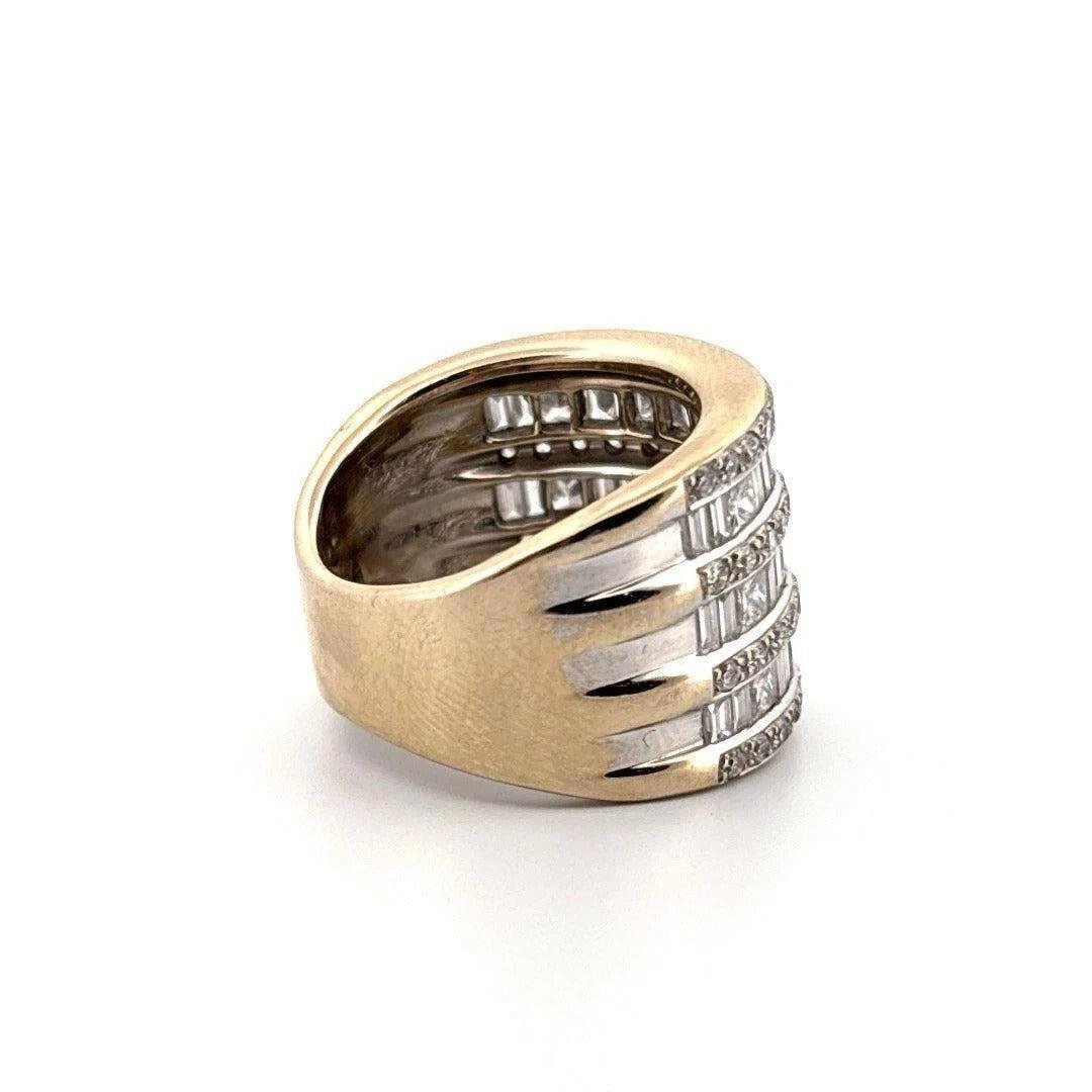Natural Diamond Princess, Baguette, Round 3.5CTW 14K White VS F-G Wide Band Ring - Devine & Co.