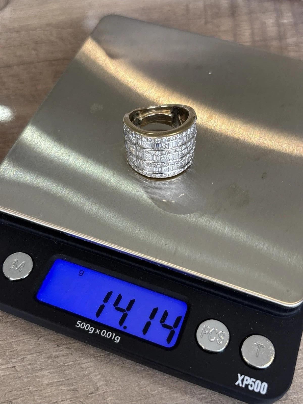 Natural Diamond Princess, Baguette, Round 3.5CTW 14K White VS F-G Wide Band Ring - Devine & Co.