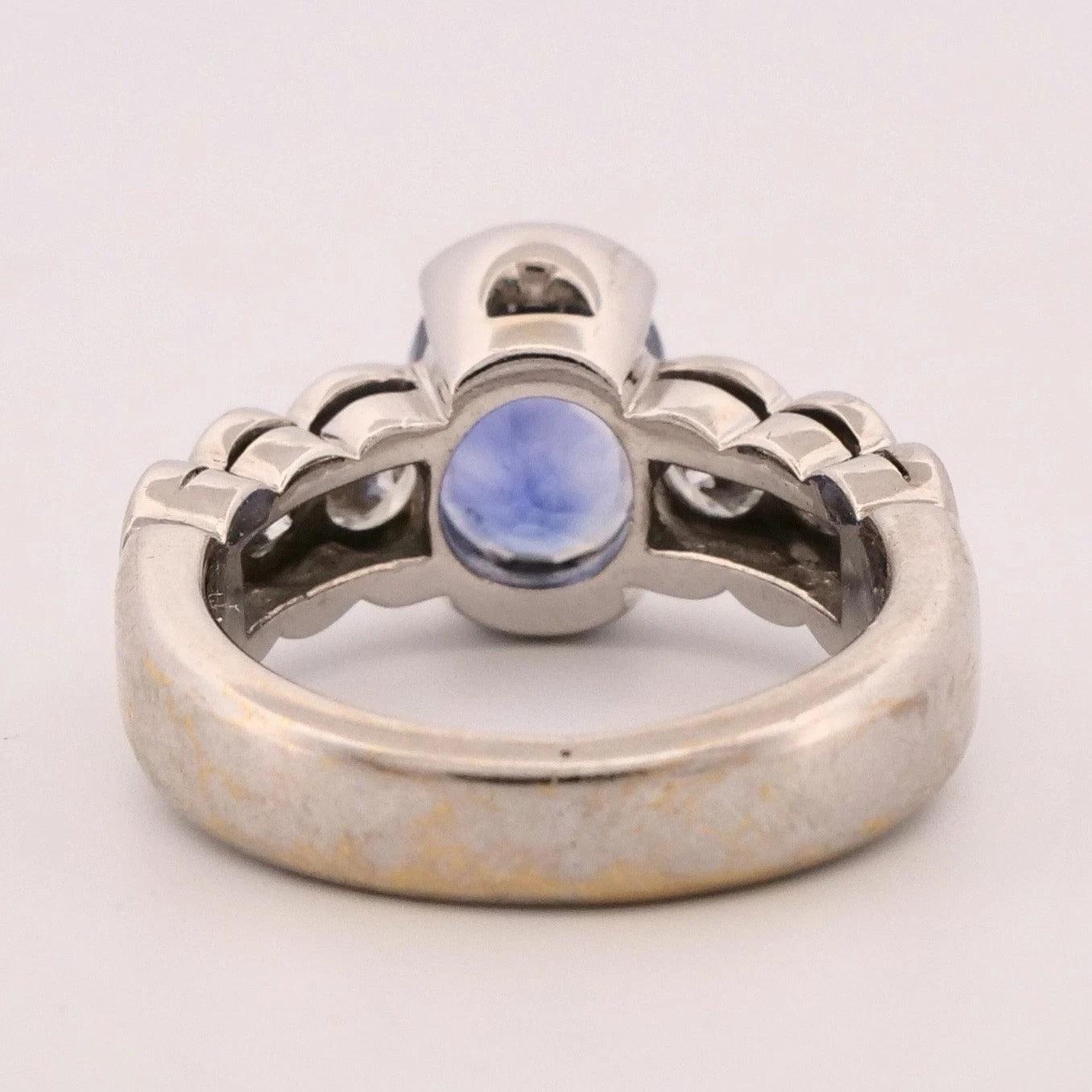 Natural Oval Sapphire Diamond 18K Gold 2.75ctw Sapphire 1.00ctw Dia Ring Size 5 - Devine & Co.