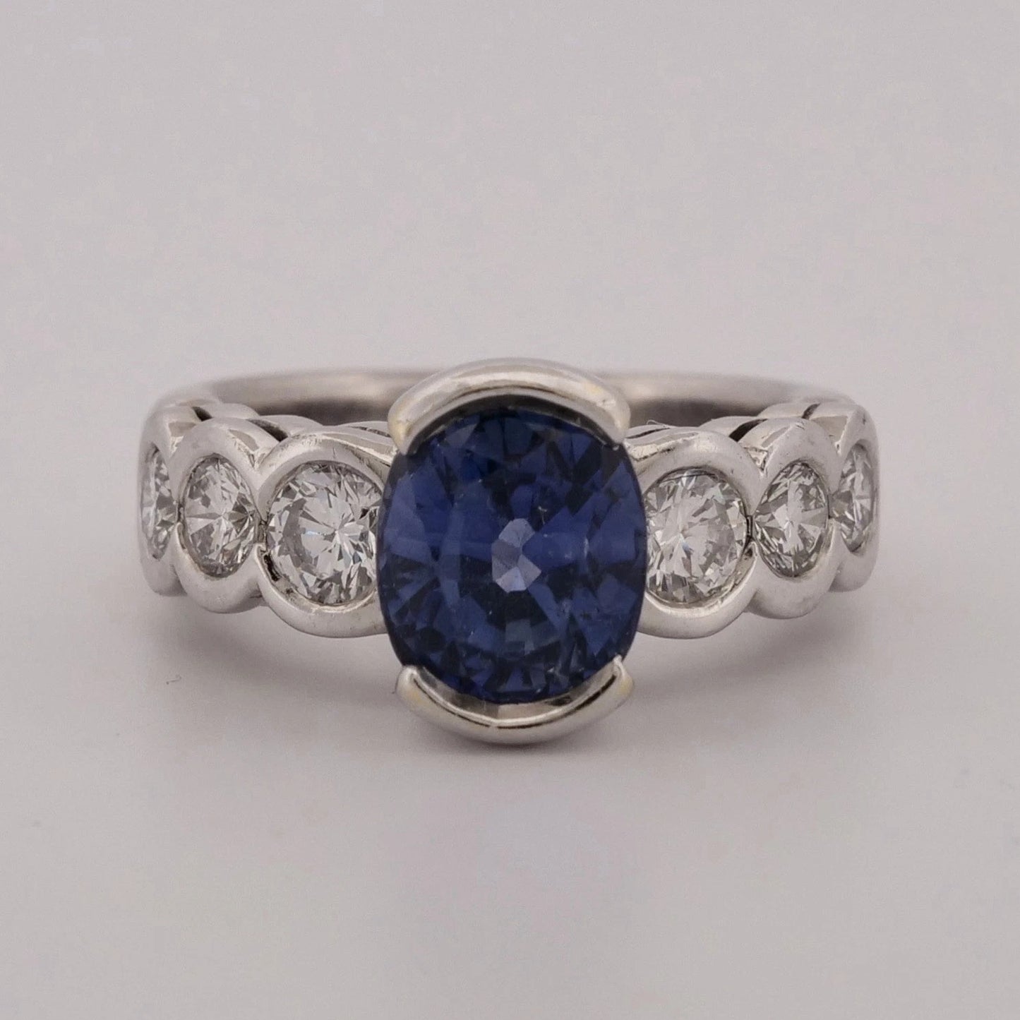 Natural Oval Sapphire Diamond 18K Gold 2.75ctw Sapphire 1.00ctw Dia Ring Size 5 - Devine & Co.