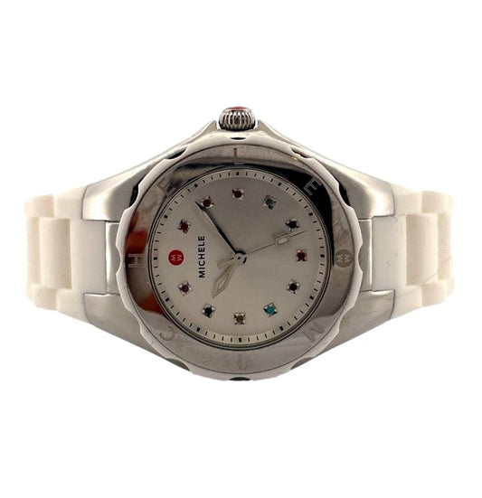 Michele Tahitian White Steel Silicone Box & Card MW12P000001 Jelly Bean Watch