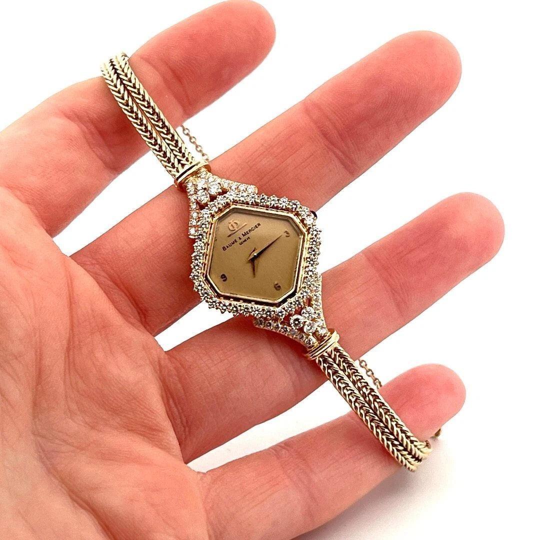 Rare Vintage Baume & Mercier Ladies 14K Yellow Gold 1.50CTW Diamond Quartz Watch - Devine & Co.