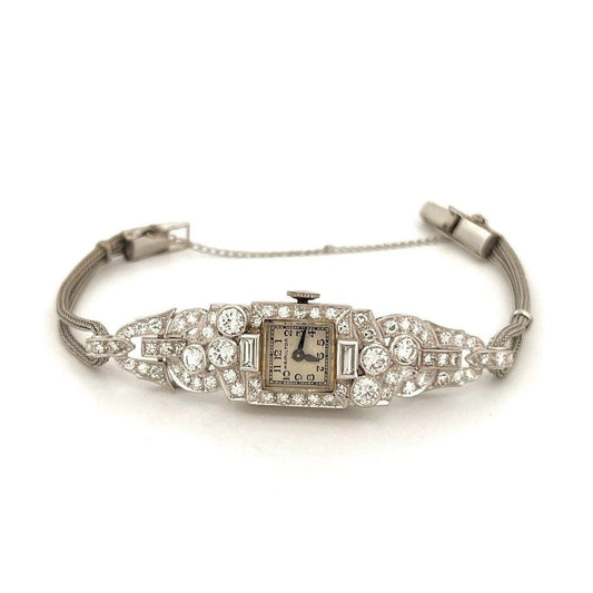 Rare Vintage Hamilton Ladies 2.50CTW Platinum Mechanical Diamond Watch - Devine & Co.