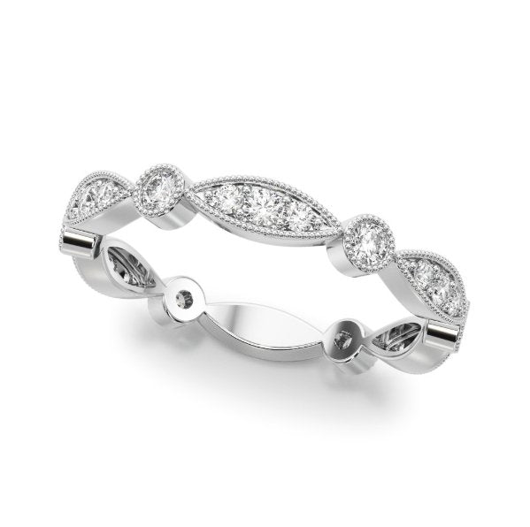 Round Brilliant Cut Lab Grown Diamond Milgrain Band 0.33CTW 14K - Devine & Co.