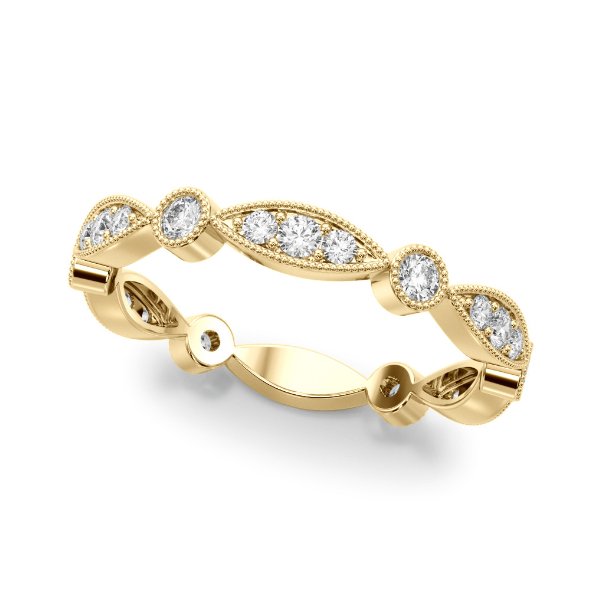 Round Brilliant Cut Lab Grown Diamond Milgrain Band 0.33CTW 14K - Devine & Co.
