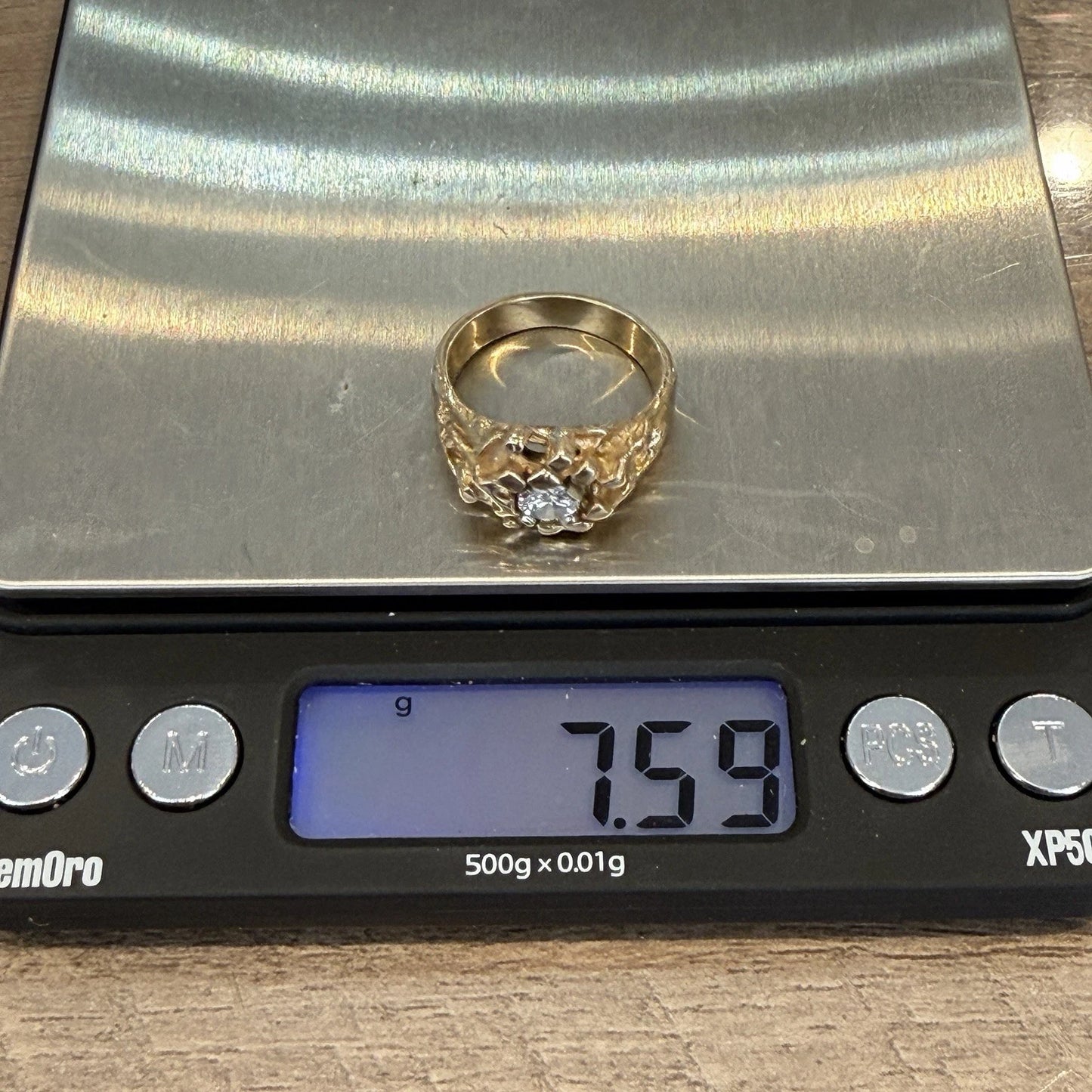 Vintage 14K Yellow Gold Nugget Style Round Diamond Ring 0.50CT Size 8 7.59g
