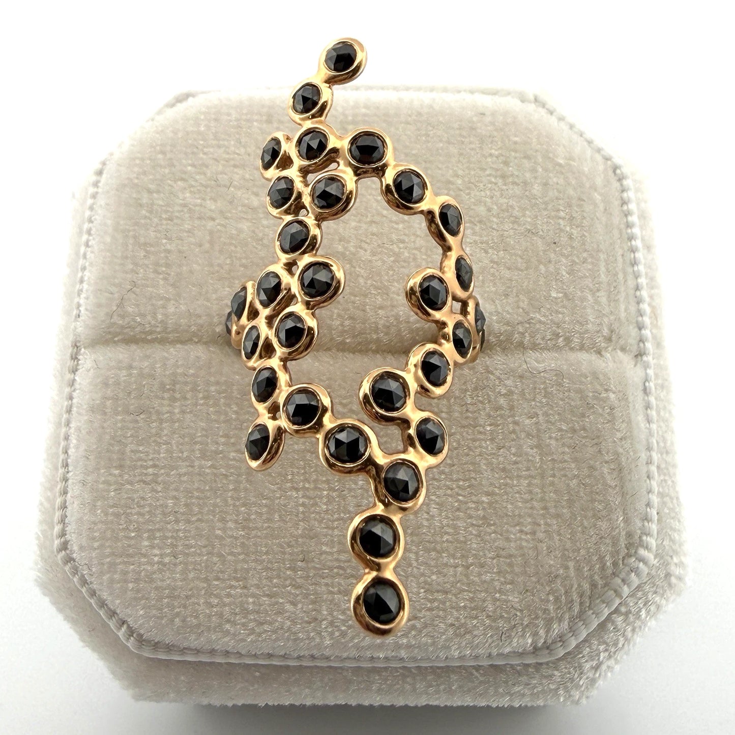 LITO DNA Ring 18K Gold Black Rose Cut Diamond Ring Approx 1.50CT Size 5.5
