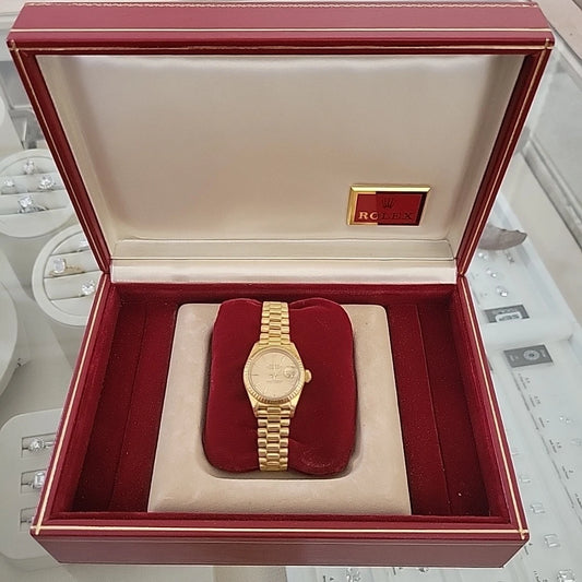 Rolex Lady Datejust 18K Yellow Gold President 69178 Champagne Dial Box Papers