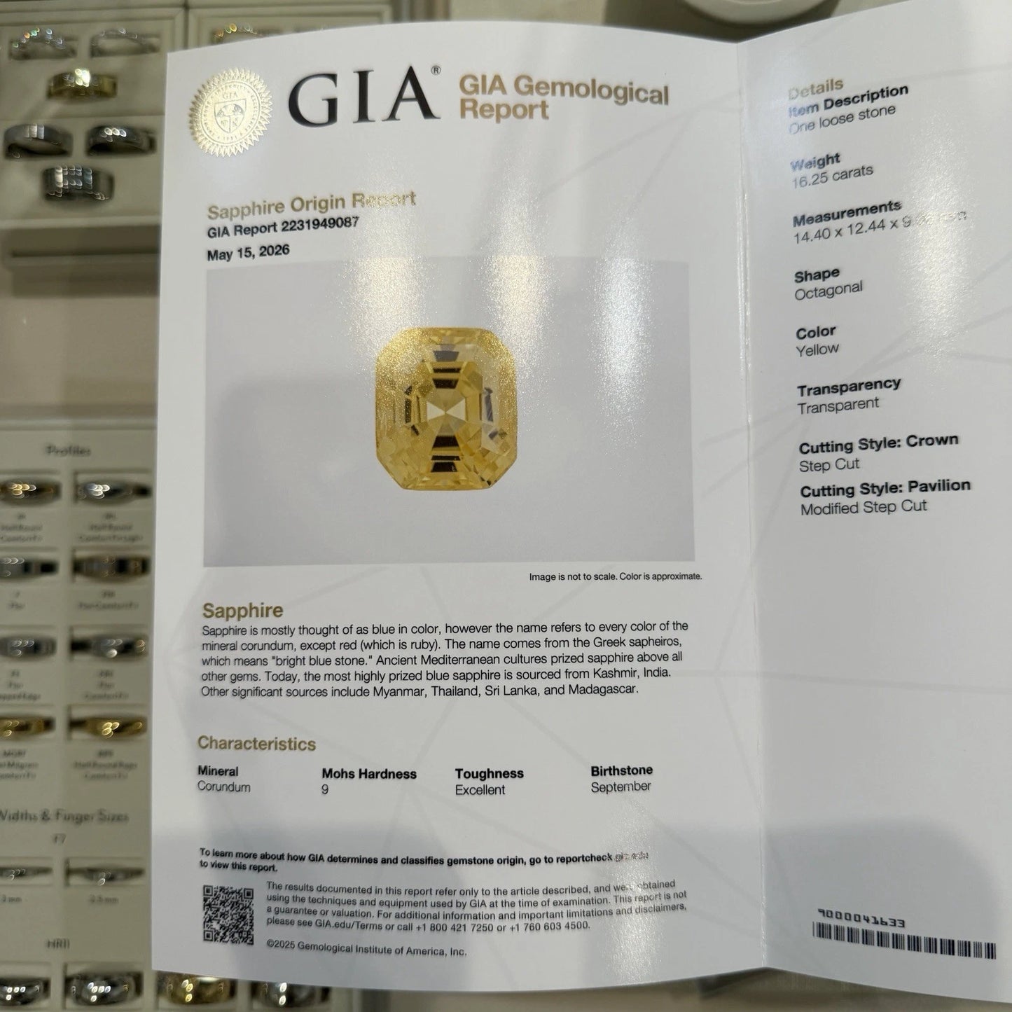Important Natural Loose Unheated Sri Lanka Yellow Sapphire 16.25ct GIA Octagonal, additional view 22