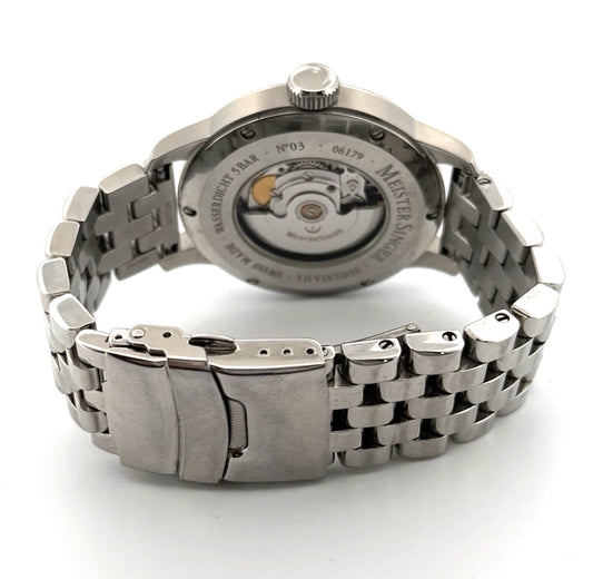 MeisterSinger No.03 Automatic Single-Hand Watch SS Black Dial Bracelet Full Set