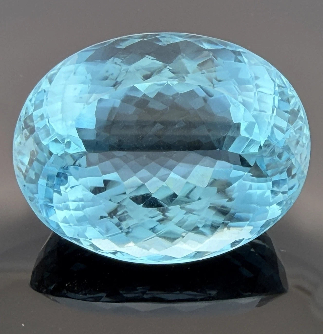 224 CT Loose Swiss Blue Topaz Oval Faceted Brilliant Checkerboard Cut Gemstone